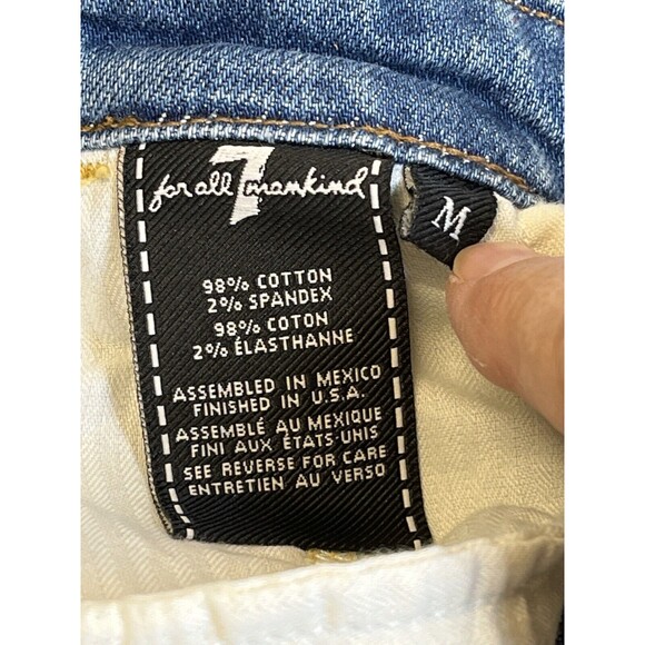 7 FOR ALL MANKIND  Light Wash Denim Overall Raw Hem  Dress. Womens Sz‎ Med - Picture 6 of 8